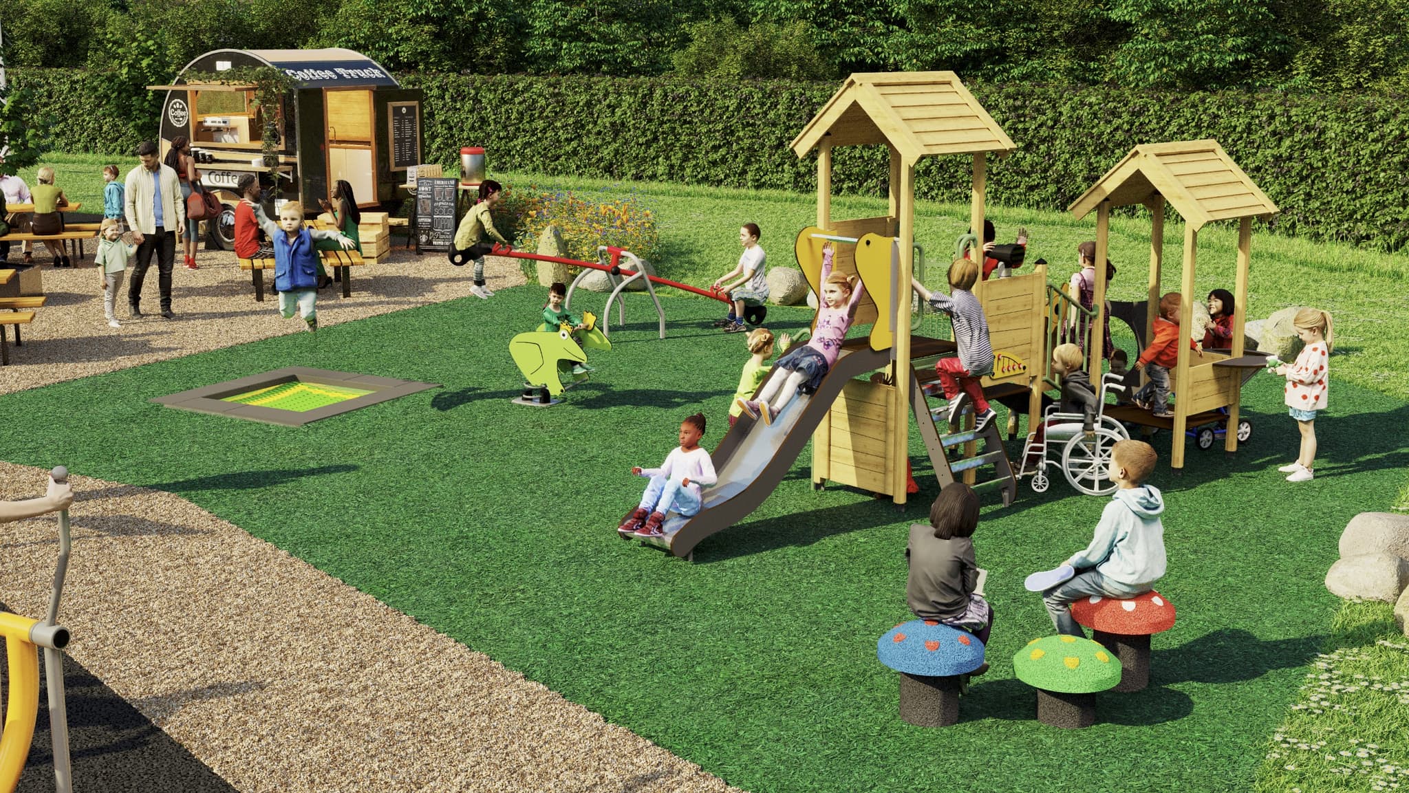 Playground 3D visualisation showcasing modern design